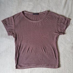 Brandy Melville Maroon & red striped ribbed tee